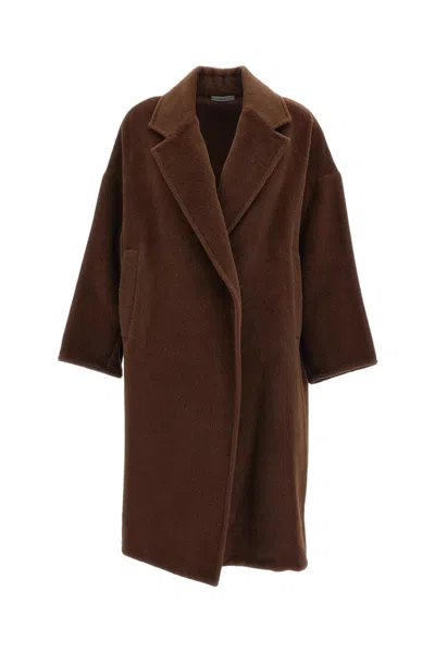 Dušan Brown Wool Open Lapels Roomy Fit Coat