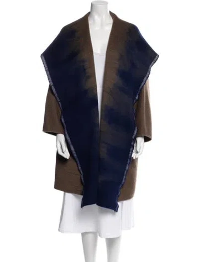 Pre-owned Dušan Cashmere Colorblock Pattern Coat In Blue