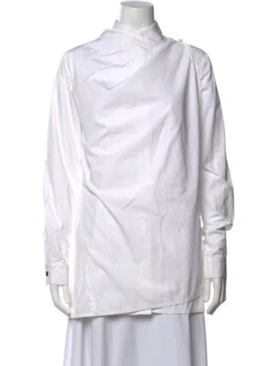 Pre-owned Dušan Cowl Neck Long Sleeve Tunic In White
