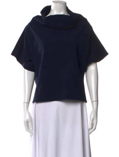Pre-owned Dušan Cowl Neck Short Sleeve Top In Black