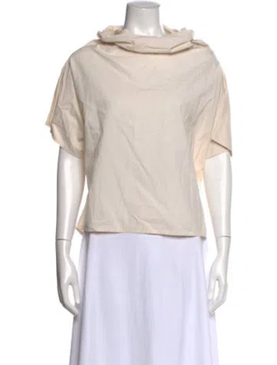 Pre-owned Dušan Cowl Neck Short Sleeve Top In Neutral