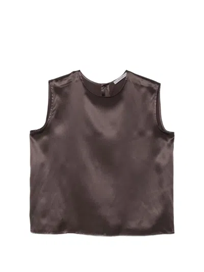 Dušan Crepe Satin Top In Brown