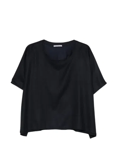 Dušan Crew Neck Flannel Top In Black