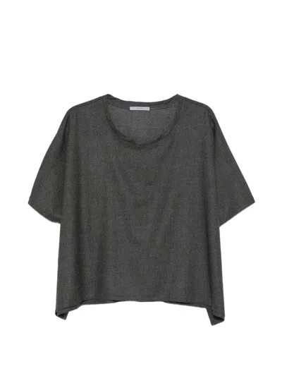 Dušan Crew Neck Flannel Top In Gray