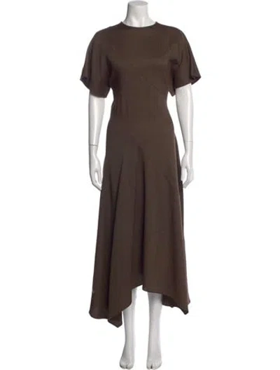 Pre-owned Dušan Crew Neck Long Dress In Green