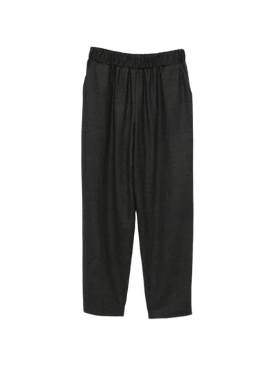 Dušan Flannel Carrot Trousers In Black