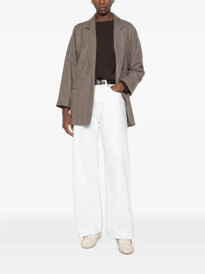 Dušan Herringbone-pattern Notch-lapel Jacket In Brown