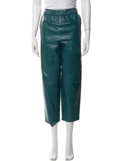 Pre-owned Dušan Lambskin Straight Leg Pants In Blue