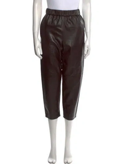 Pre-owned Dušan Lambskin Straight Leg Pants In Brown
