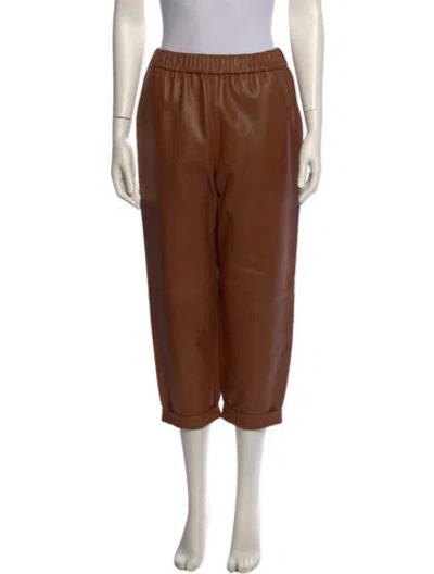 Pre-owned Dušan Lambskin Straight Leg Pants In Brown