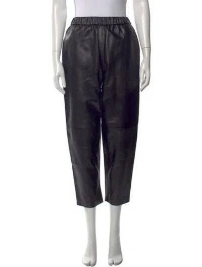 Pre-owned Dušan Lambskin Straight Leg Pants In Brown