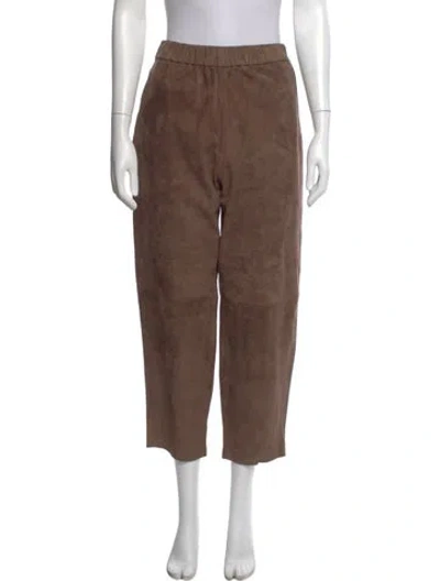 Pre-owned Dušan Lambskin Wide Leg Pants In Brown