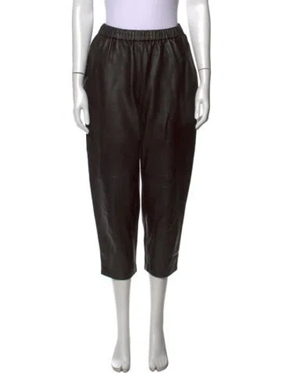 Pre-owned Dušan Lambskin Wide Leg Pants In Brown