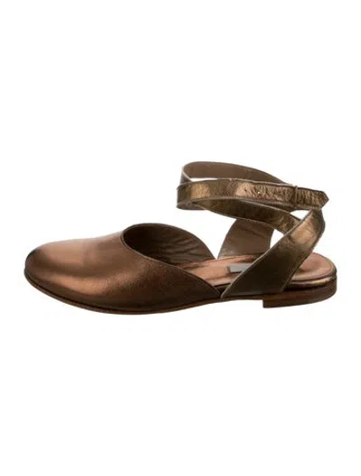 Pre-owned Dušan Leather Flats In Gold