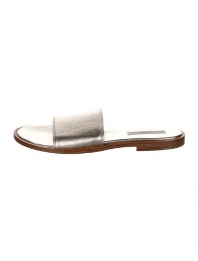 Pre-owned Dušan Leather Slides In Gold