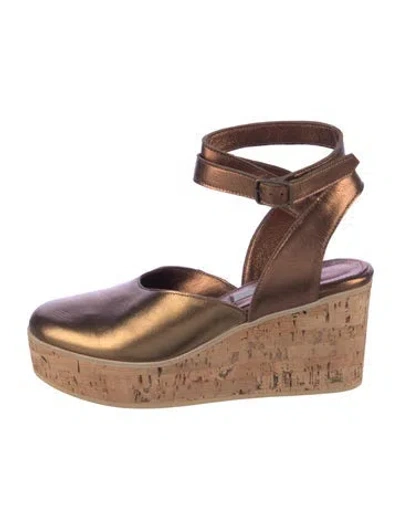 Pre-owned Dušan Leather Slingback Pumps In Gold