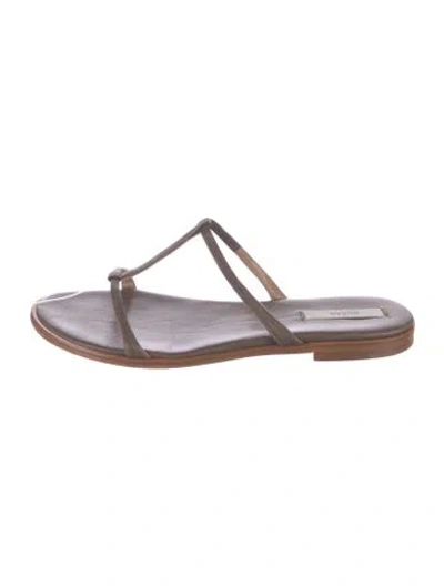 Pre-owned Dušan Leather T-strap Sandals In Brown