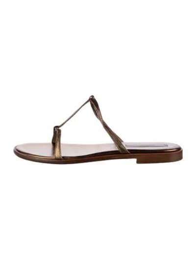 Pre-owned Dušan Leather T-strap Sandals In Brown