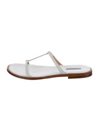 Pre-owned Dušan Leather T-strap Sandals In White