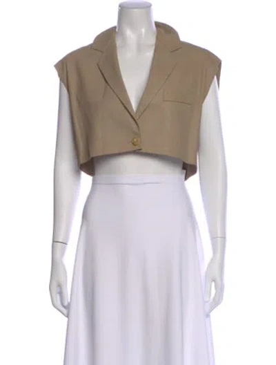 Pre-owned Dušan Leather V-neck Crop Top In Neutral