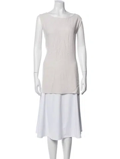 Pre-owned Dušan Linen Bateau Neckline Top In Neutrals