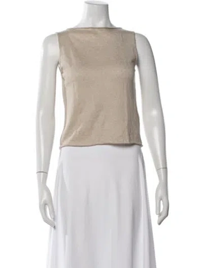 Pre-owned Dušan Linen Bateau Neckline Top In Neutrals