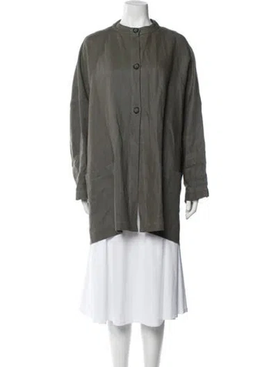 Pre-owned Dušan Linen Coat In Green
