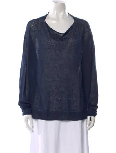Pre-owned Dušan Linen Cowl Neck Sweater In Blue