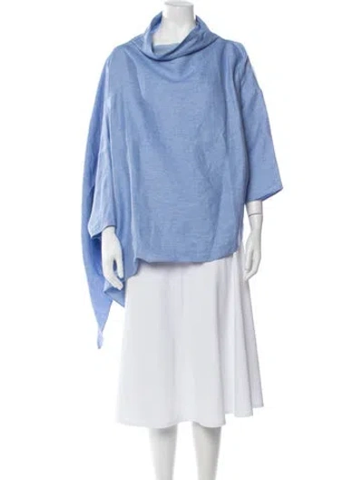 Pre-owned Dušan Linen Cowl Neck Top W/ Tags In Blue