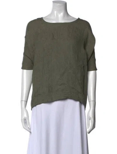 Pre-owned Dušan Linen Crew Neck Top In Green