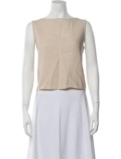 Pre-owned Dušan Linen Crew Neck Top In Neutrals