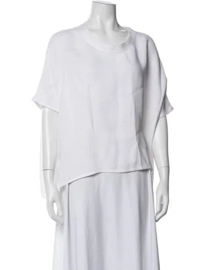 Pre-owned Dušan Linen Crew Neck Top In White