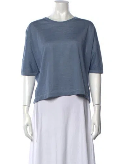 Pre-owned Dušan Linen Crew Neck T-shirt W/ Tags In Blue