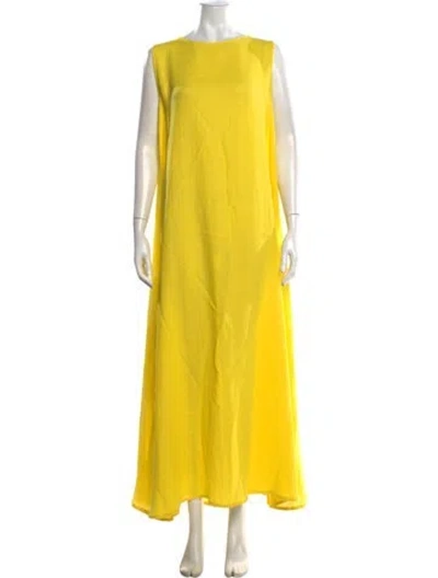 Pre-owned Dušan Linen Long Dress In Yellow