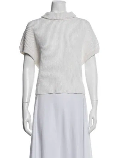Pre-owned Dušan Linen Mock Neck Sweater In White