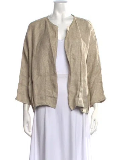 Pre-owned Dušan Linen Open Front Top In Neutrals