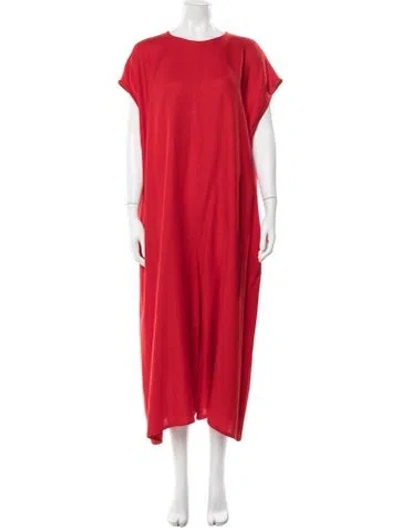 Pre-owned Dušan Linen Plunge Neckline Jumpsuit In Red