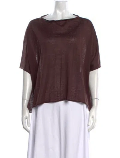 Pre-owned Dušan Linen Scoop Neck Top In Brown