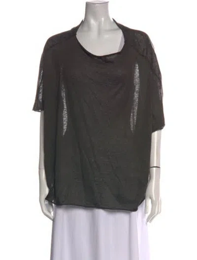 Pre-owned Dušan Linen Scoop Neck Top In Green