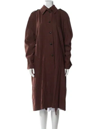 Pre-owned Dušan Linen Trench Coat In Brown