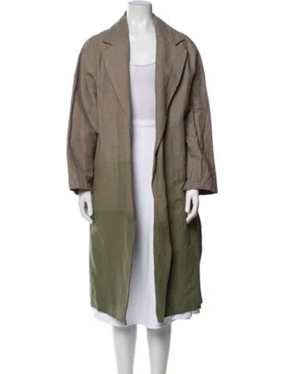 Pre-owned Dušan Linen Trench Coat In Green