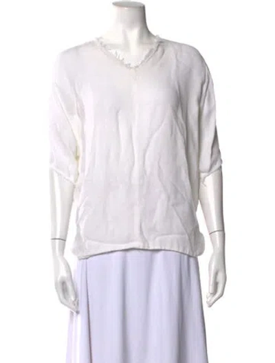 Pre-owned Dušan Linen V-neck Top In White