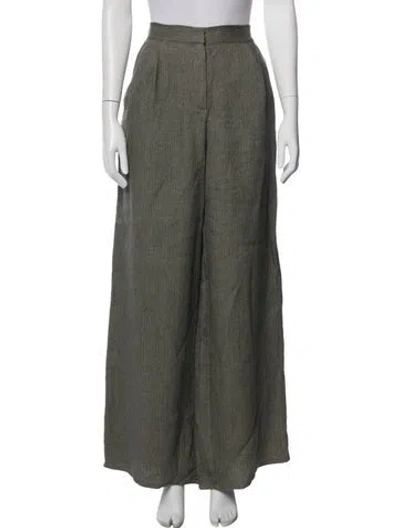 Pre-owned Dušan Linen Wide Leg Pants In Green