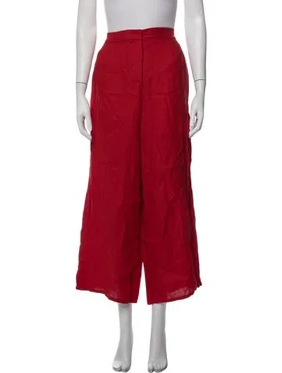 Pre-owned Dušan Linen Wide Leg Pants In Red
