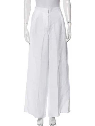 Pre-owned Dušan Linen Wide Leg Pants In White