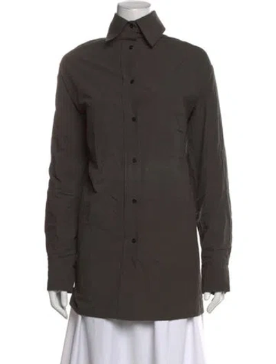 Pre-owned Dušan Long Sleeve Button-up Top In Grey