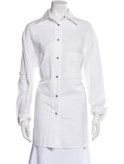 Pre-owned Dušan Long Sleeve Button-up Top In White