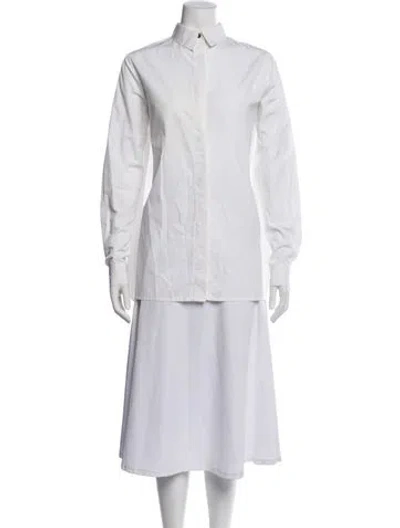 Pre-owned Dušan Long Sleeve Button-up Top In White