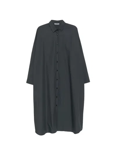 Dušan Long-sleeve Button-down Midi Dress In Black