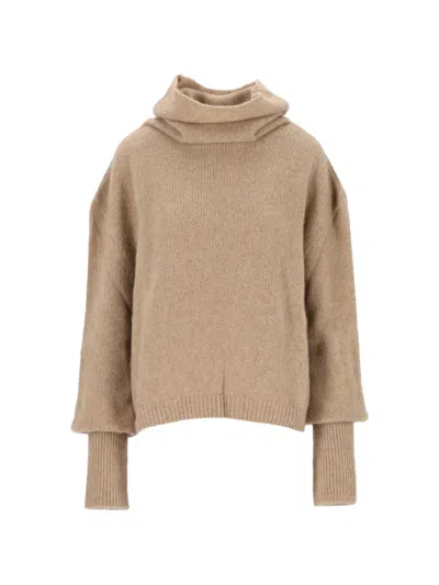 Dušan Mock-neck Kimono-sleeve Sweater In Neutral